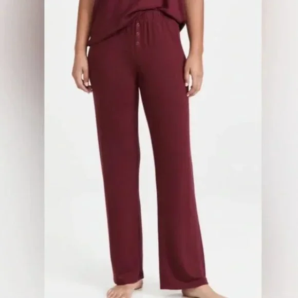 PJ Salvage Elastic Waist Lounge Sleep Pants - Port Wine Red - RIRLP - Picture 9 of 9